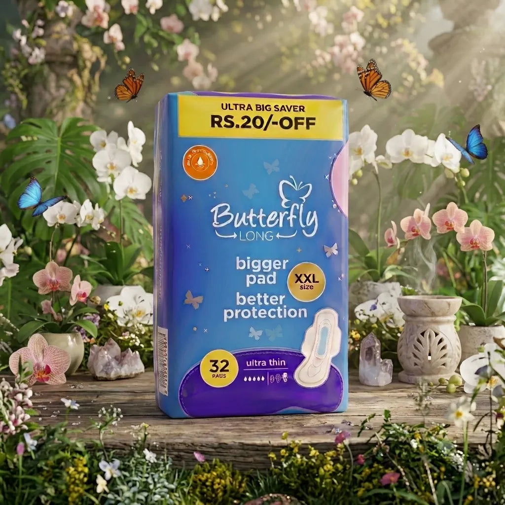 Butterfly long+ ultra-thin XXL sanitary pads pack, 32 count