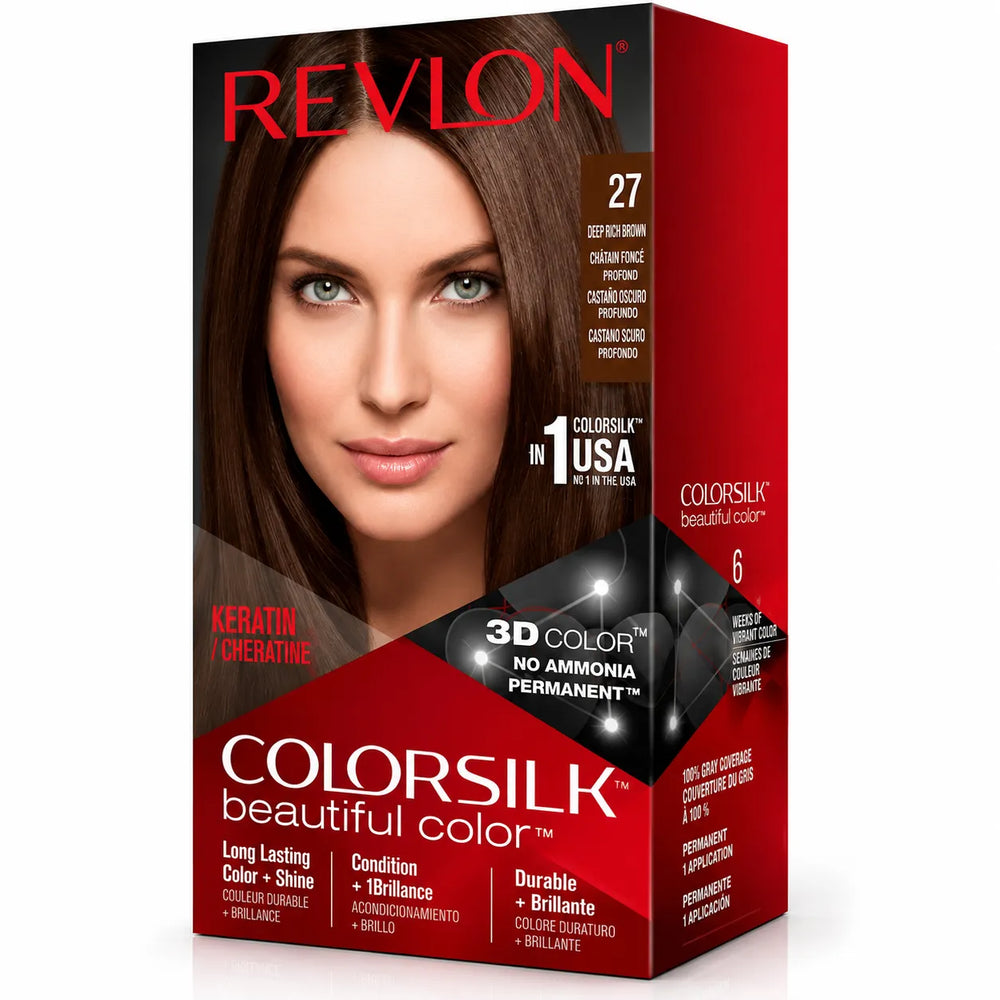 Hair color box ColorSilk 27 dark brown, 40 ml, keratin, no ammonia
