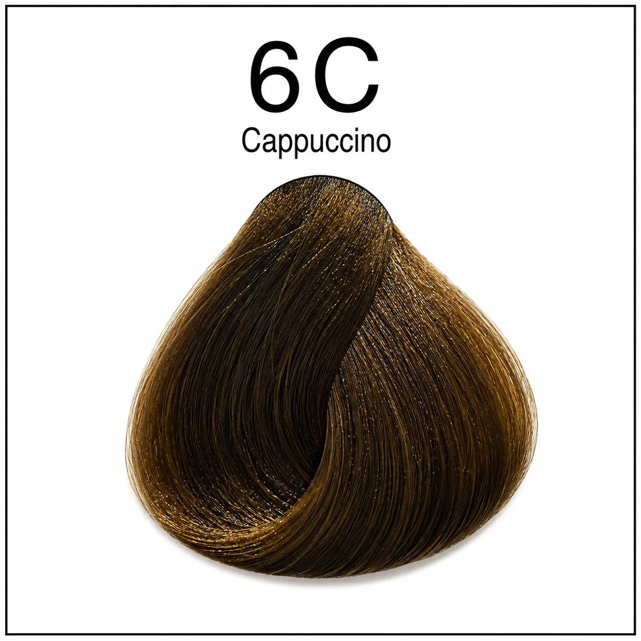 Hair color shade 6C Cappuccino swatch, deep brown hair tone with sheen