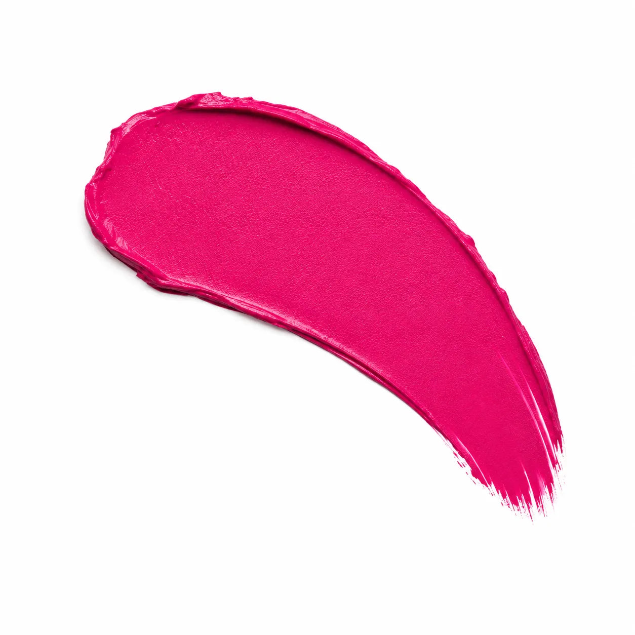 Glossy lip color swatch, vivid pink-magenta smear