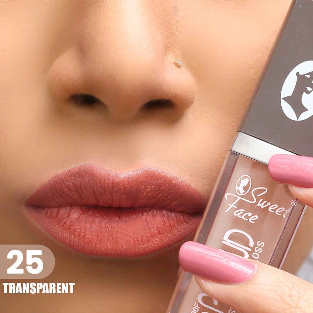 Face lip gloss shade 25, sheer glossy lips with Sweet Face wand applicator