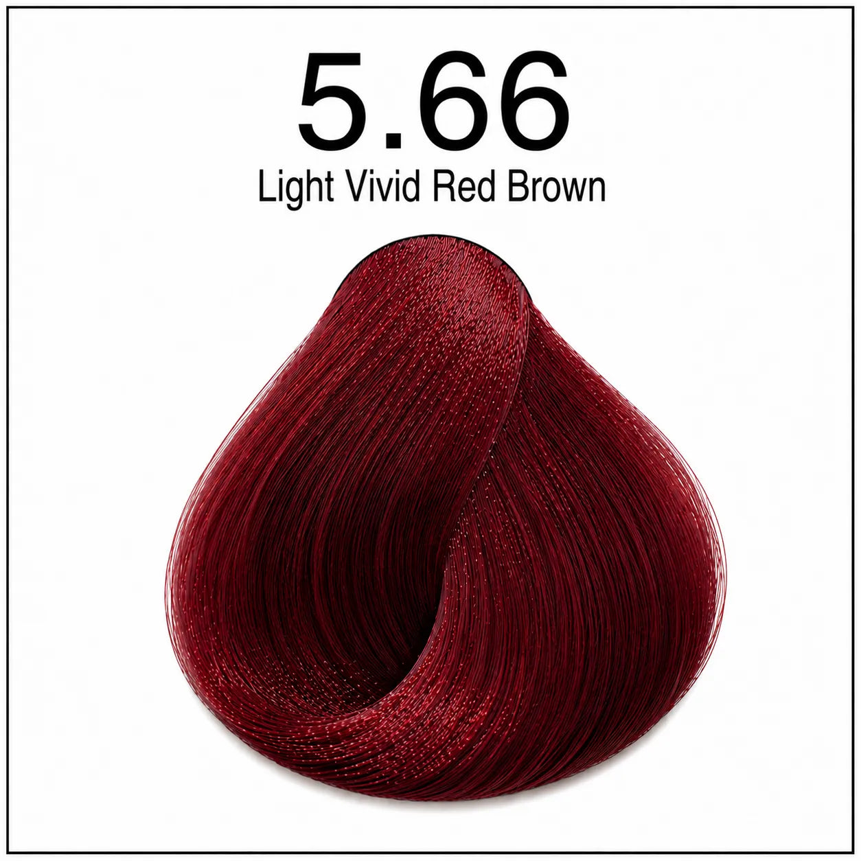 Hair dye color swatch 5.66 light vivid red brown
