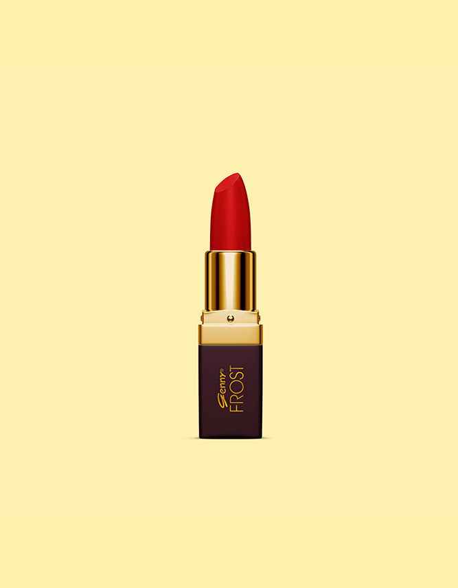 Red lipstick with gold cap and maroon base, Shade 27 Beauty Hills