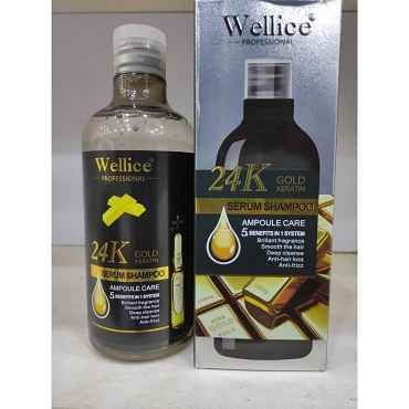 Wellice 24K Gold Keratin Serum Shampoo 500ml - YehChez.pk