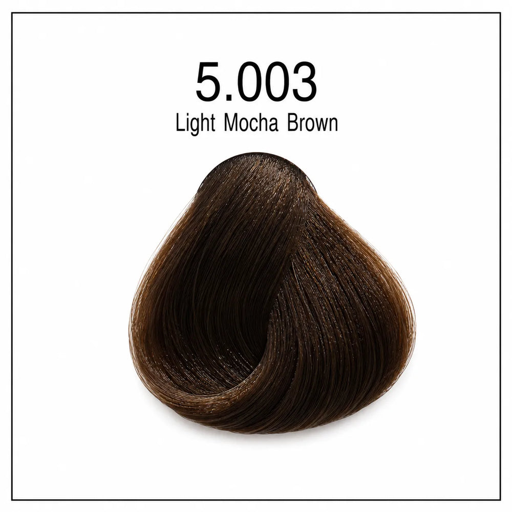 Hair color shade swatch 5.003 Light Mocha Brown