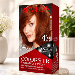 Revlon ColorSilk 42 medium auburn hair color box, 59 ml