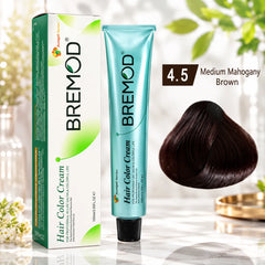Bremod hair color set with tube and box plus mahogany brown 4.5 hair swatch