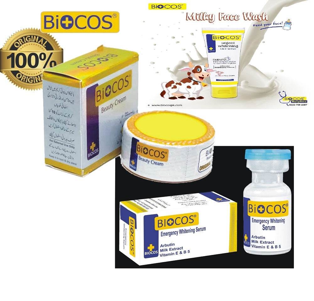 Pack Of 3 Biocos Cream,Face Wash and Serum - YehChez.pk