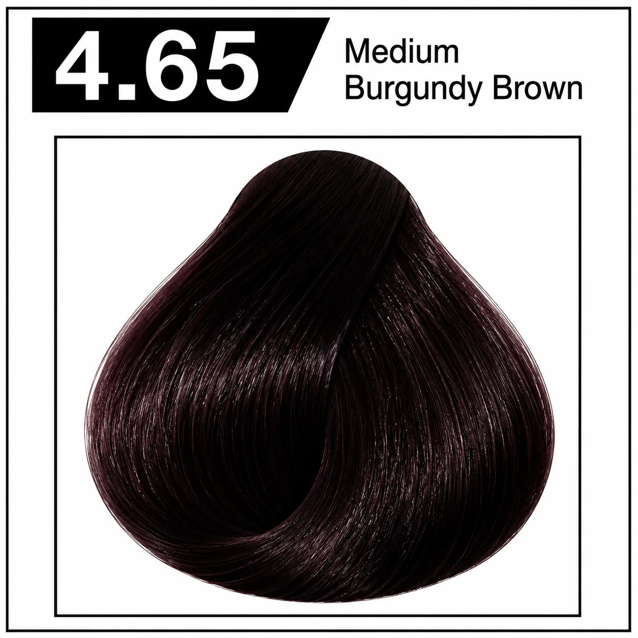 Hair color shade swatch, medium burgundy brown hair dye cream