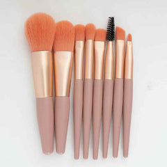 8 Pieces Small Makeup Brush Set, Cosmetics Professional Face Powder Foundation Blush Eyeshadow Makeup Brush Tool Travel Size with cute Pouch, Zip lock Bag - YehChez.pk