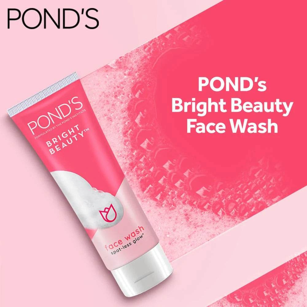 POND'S Bright Beauty face wash tube, pink squeezable tube with white cap