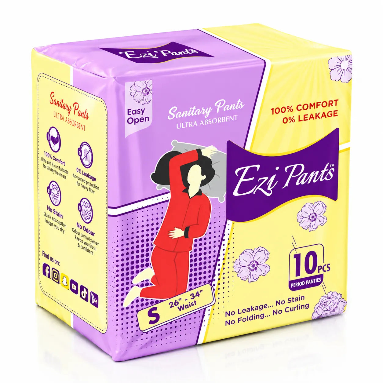 Ezi Pants Pack of 10 Period Panty For Women - Ultra Absorbent Sanitary Pants (All Variants)