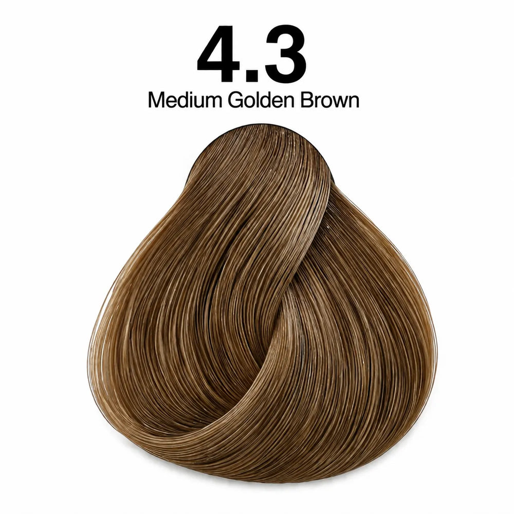 Hair color shade swatch 4.3 Medium Golden Brown