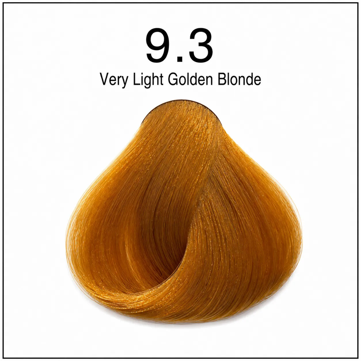 Hair color dye shade swatch 9.3 Very Light Golden Blonde, bright golden blonde tone