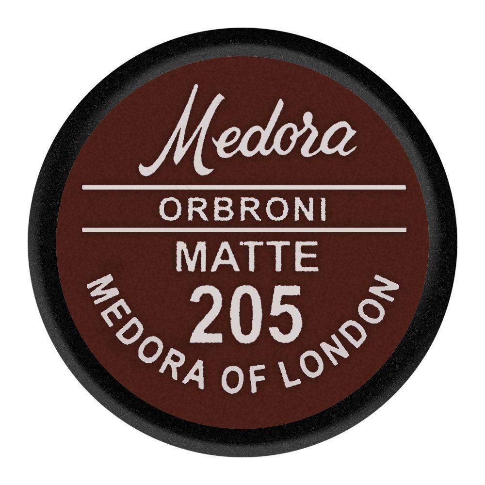 Medora Orbroni Matte 205 label on lipstick compact lid