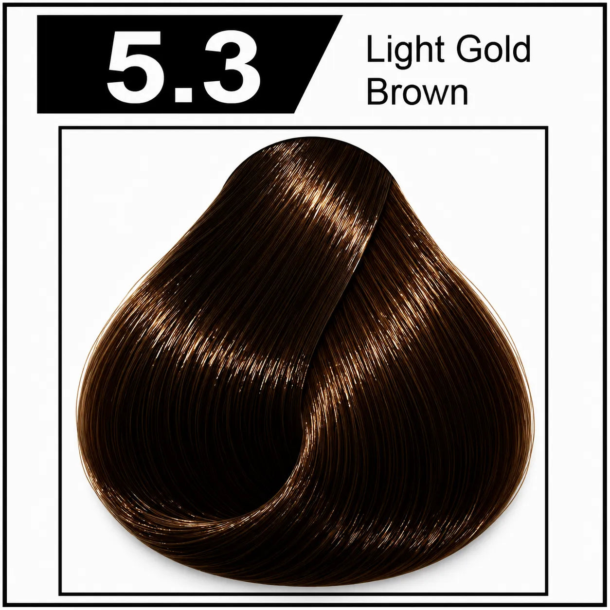 Bremod hair color 5.3 Light Gold Brown shade chart with golden brown swatch