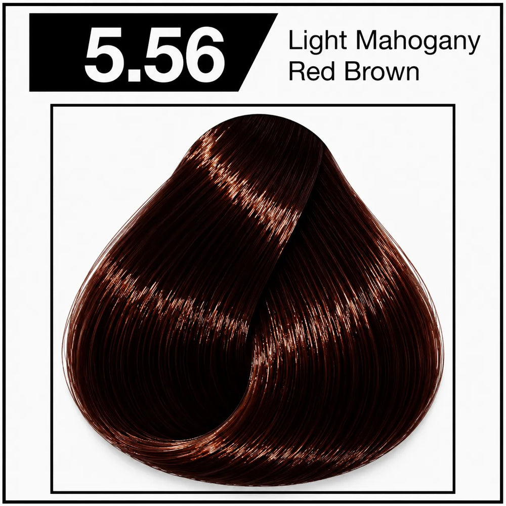 Bremod hair color 5.56 Light Mahogany Red Brown shade chart with reddish-brown swatch