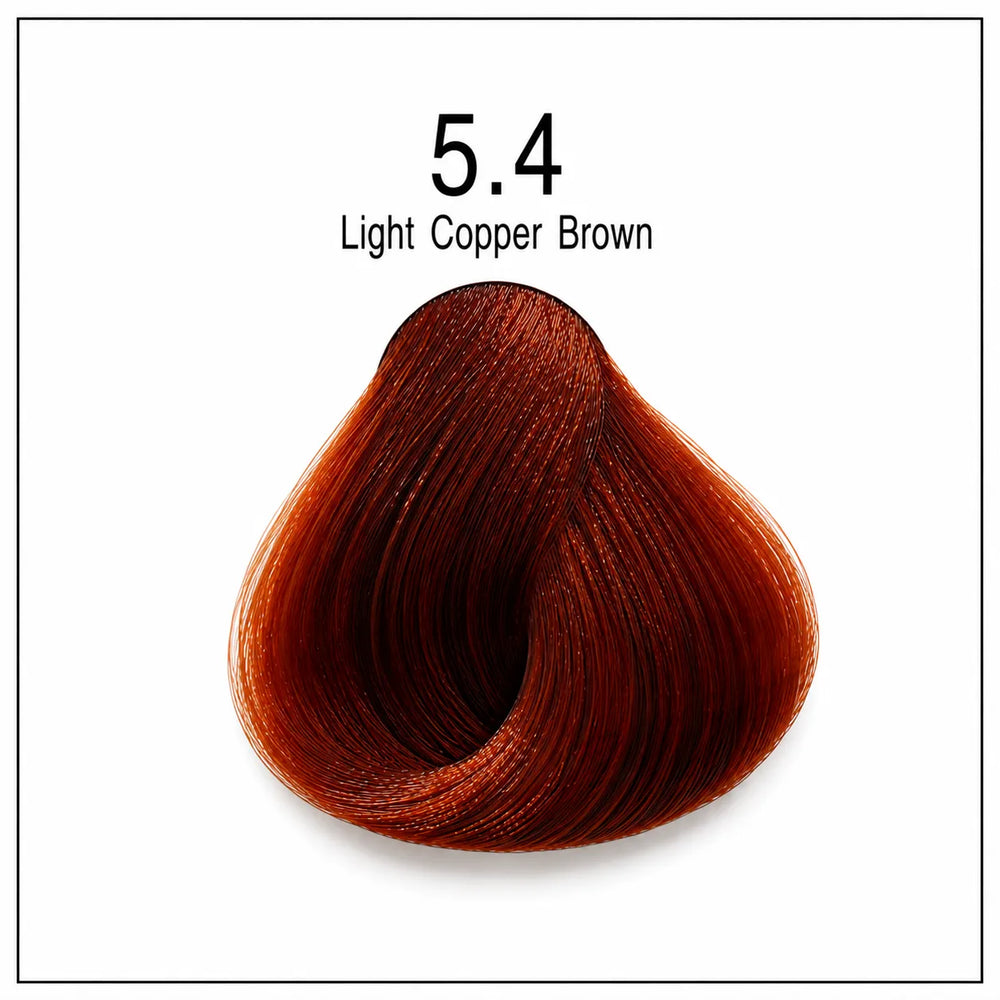 Hair dye color swatch 5.4 light copper brown