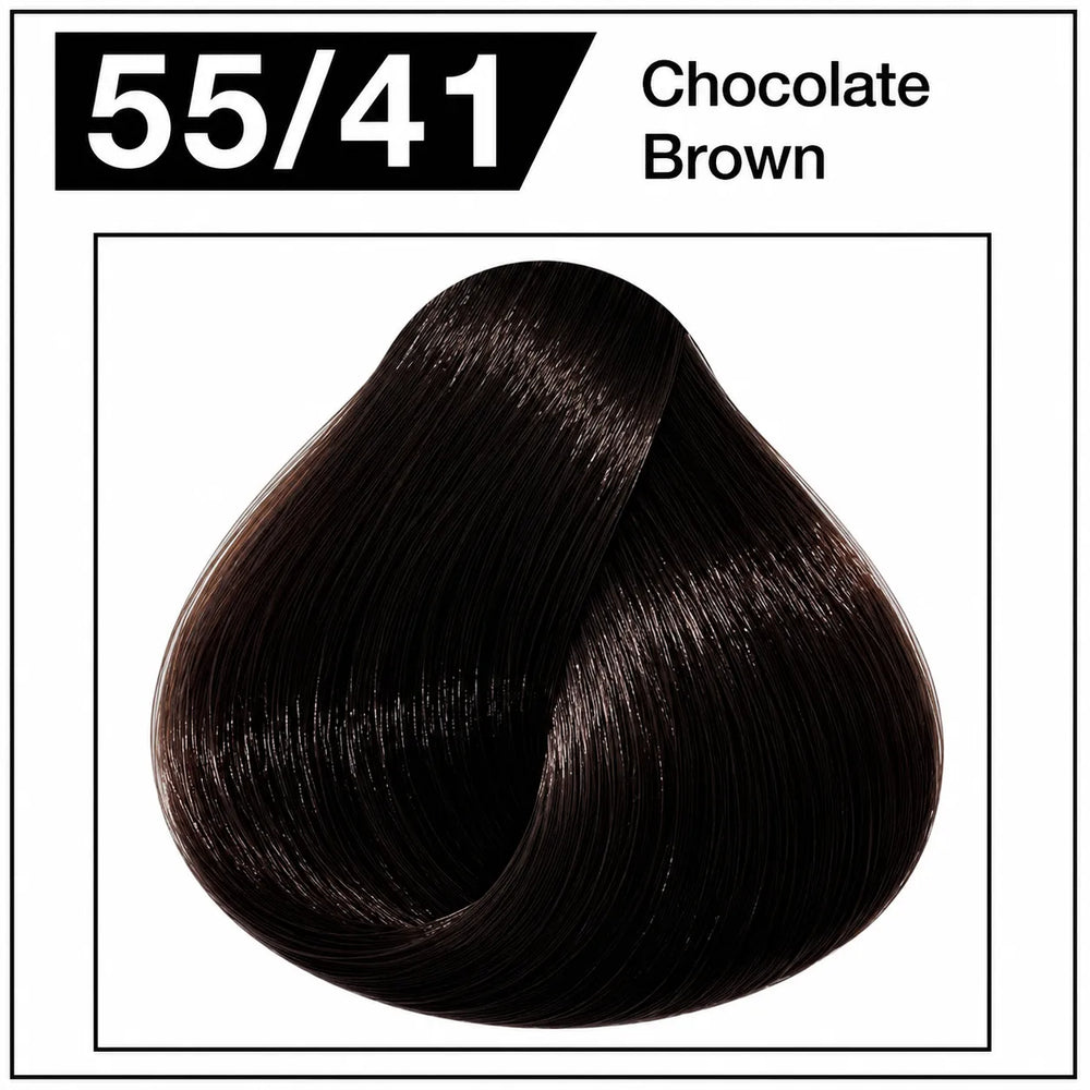 Hair color shade swatch, chocolate brown hair dye cream