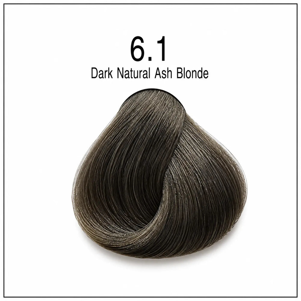 Hair color shade swatch 6.1 Dark Natural Ash Blonde, dark ash brown