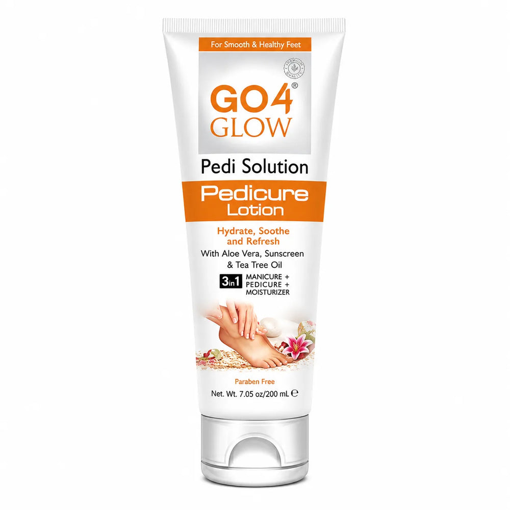 Pedicure lotion tube with Aloe Vera and Tea Tree Oil, white and orange