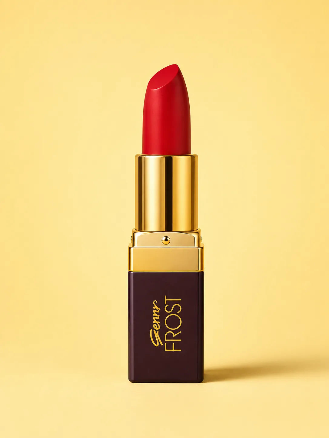 Red lipstick in gold bullet holder, Frost shade 27 Beauty Hills