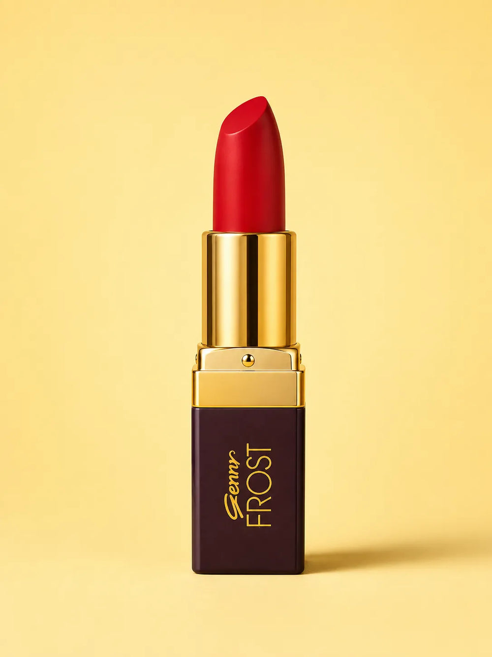 Red lipstick in gold bullet holder, Frost shade 27 Beauty Hills