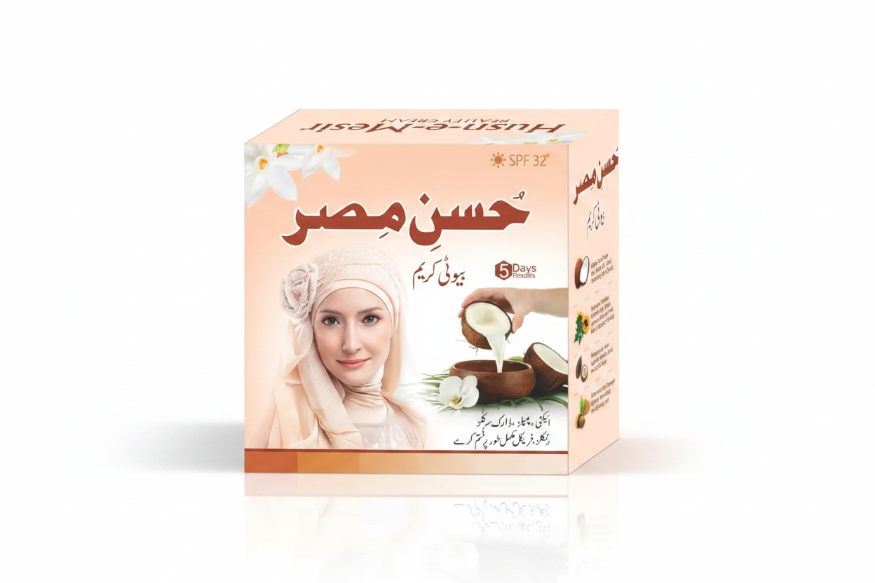 Husn E Mesir Beauty Cream product box, SPF 32