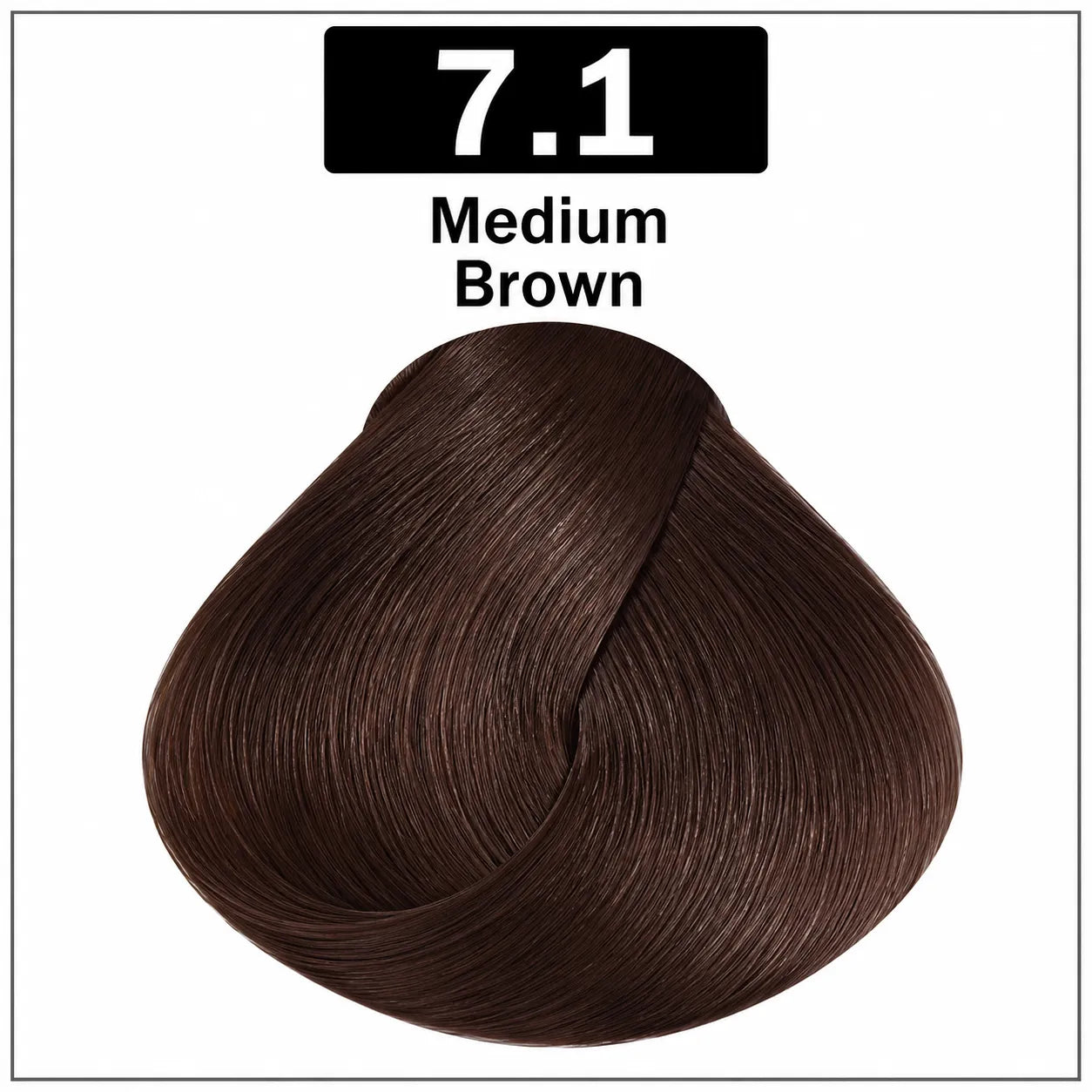 Hair color shade 7.1 Medium Brown, medium brown swatch.