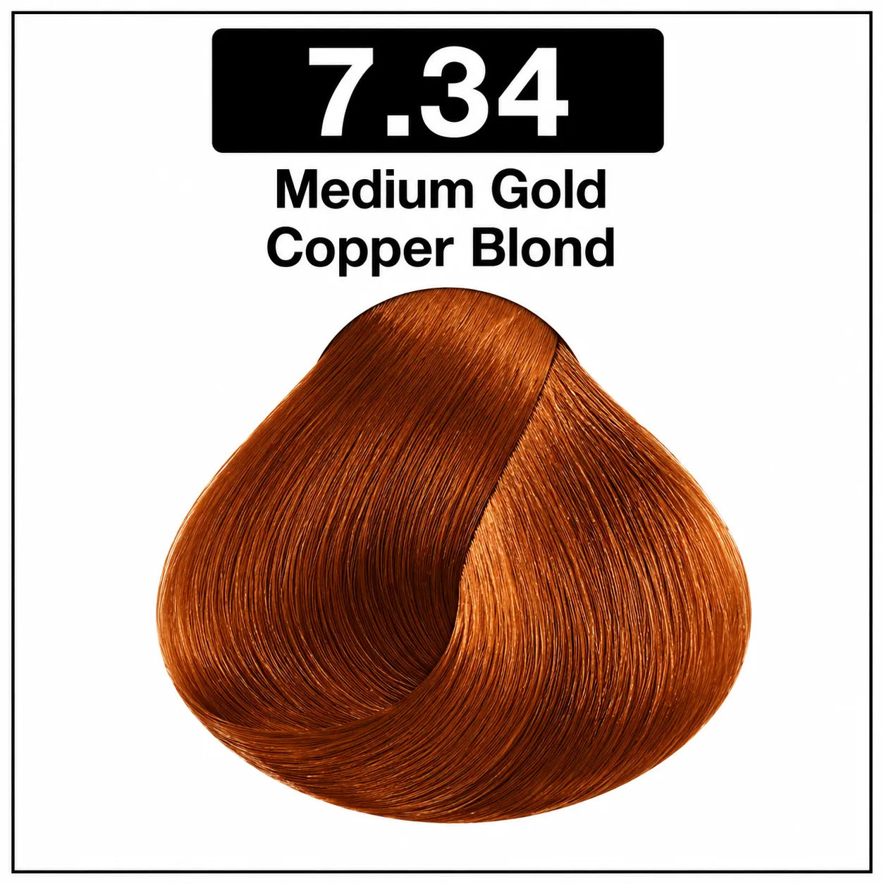 Hair color shade swatch, medium gold copper blond hair dye cream