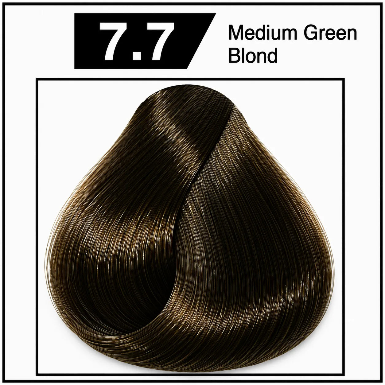 Hair color swatch card 7.7 Medium Green Blond
