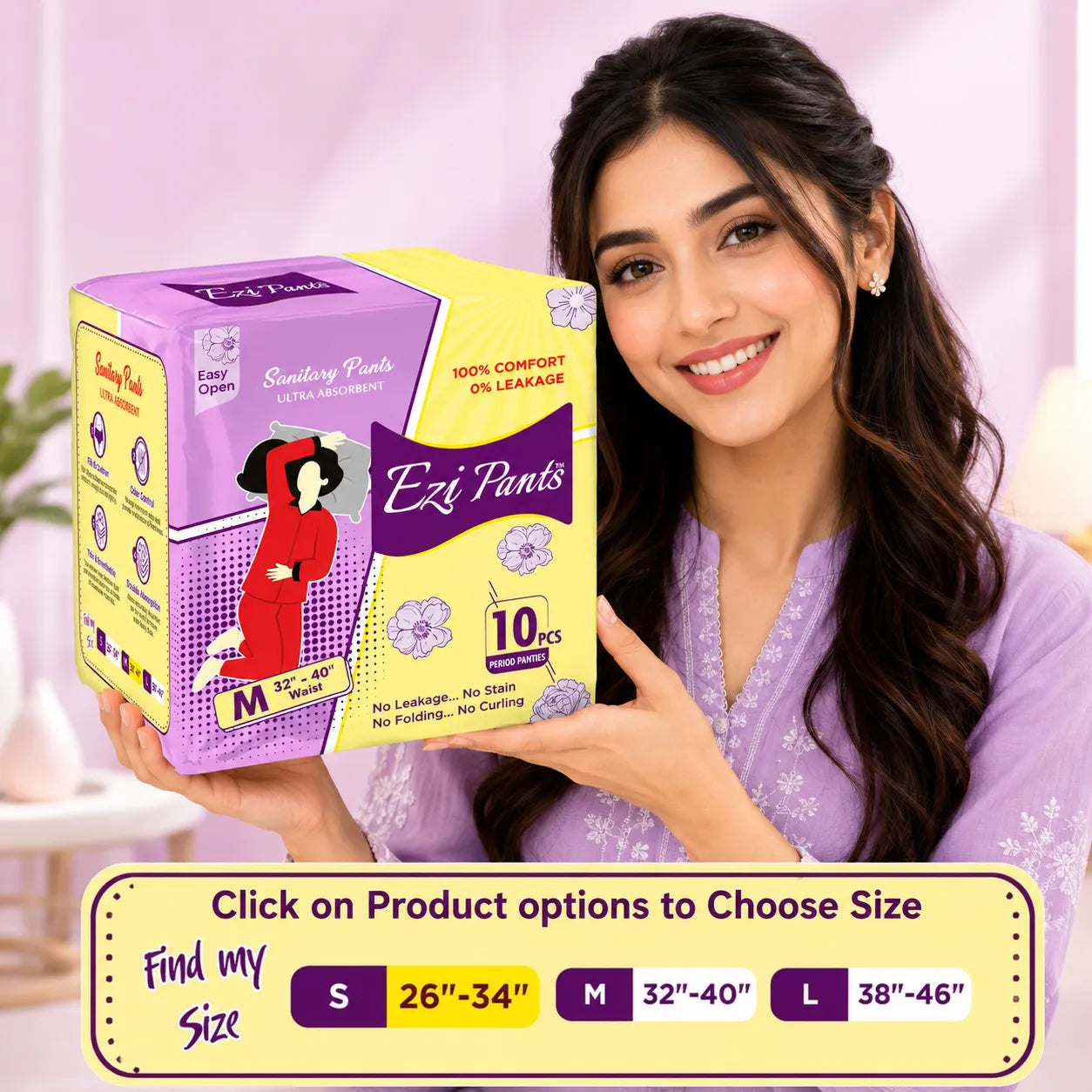 Ezi Pants Pack of 10 Period Panty For Women - Ultra Absorbent Sanitary Pants (All Variants)