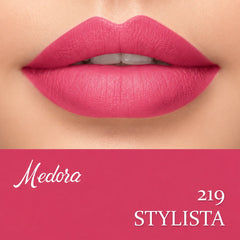 Bright pink lips wearing lipstick