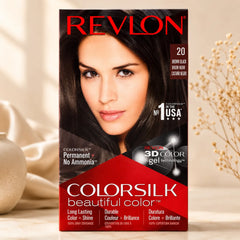 Hair color box, Revlon logo at top, shade 20, front view