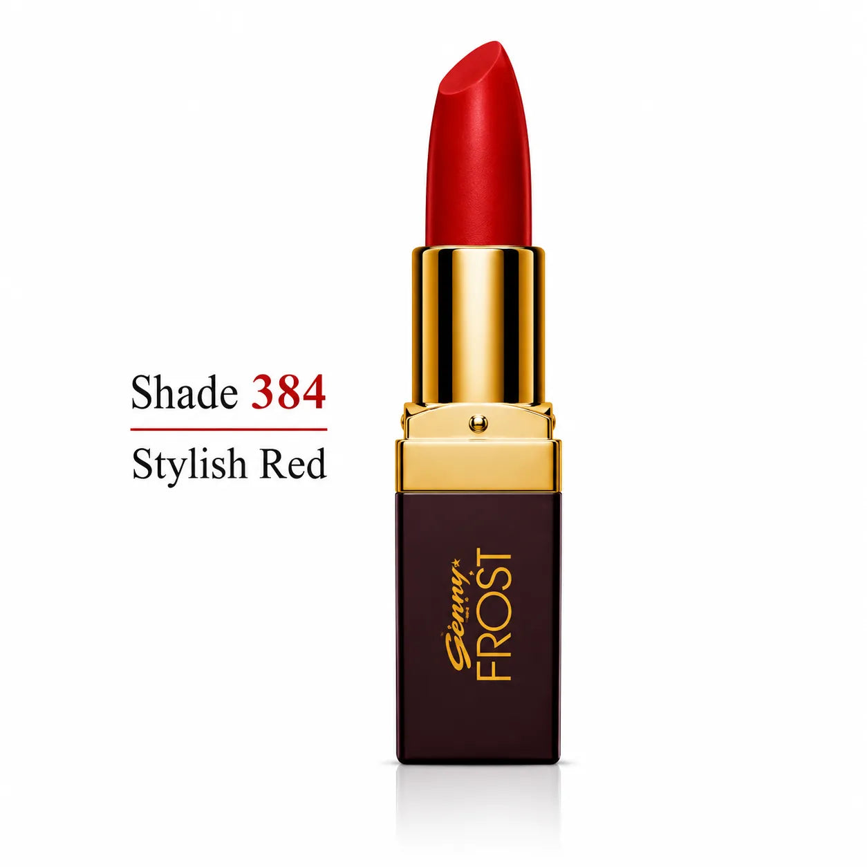 Shade 384 Stylish Red lipstick, red bullet with gold case and cap