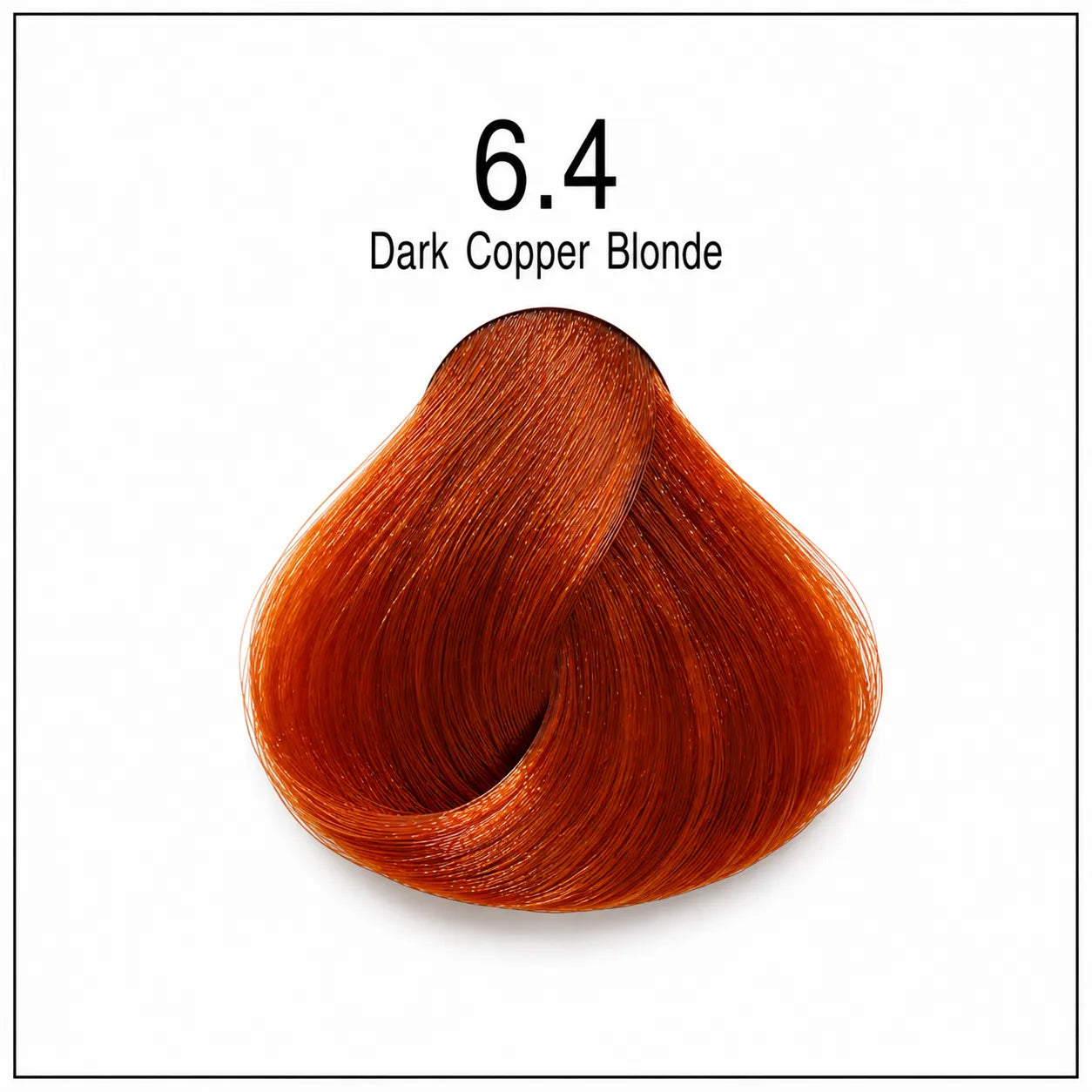 Hair color shade swatch 6.4 dark copper blonde, curled hair texture sample.