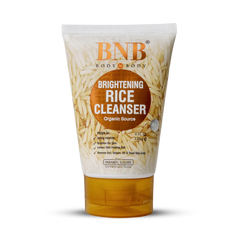 BNB brightening rice cleanser tube, 120 ml, with orange and white label