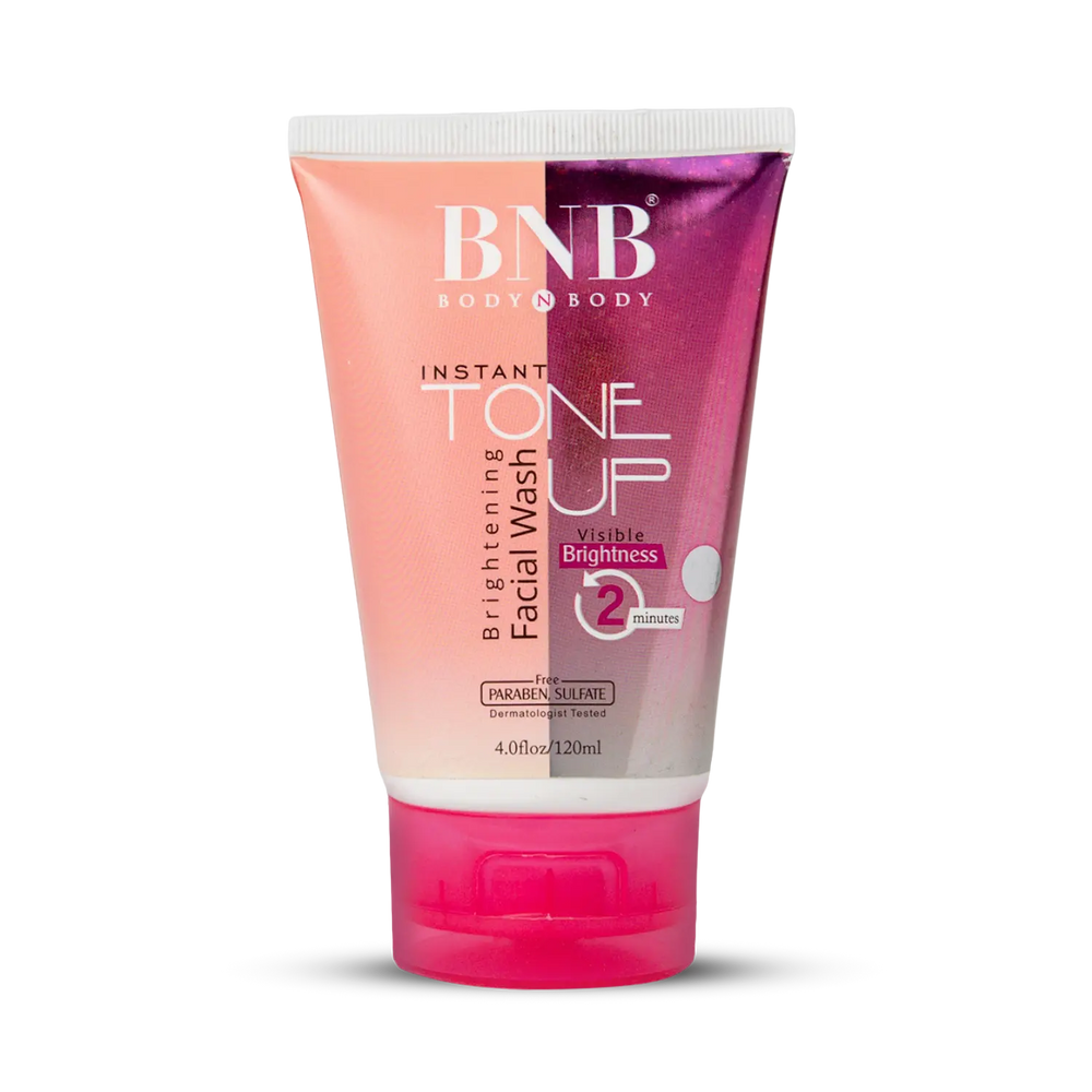 BNB instant tone up face wash tube, pink gradient design, 120 ml