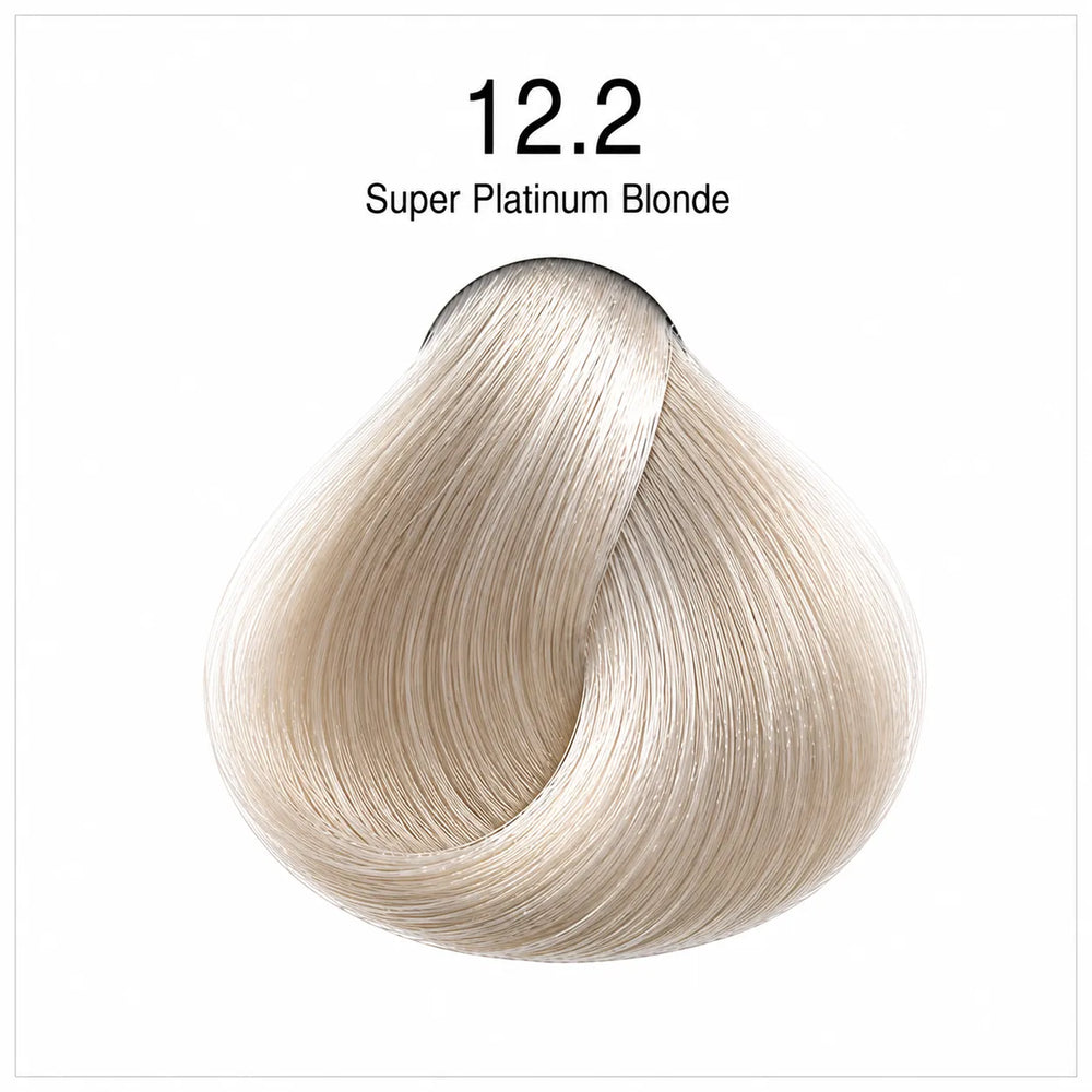 Hair color shade 12.2 super platinum blonde swatch