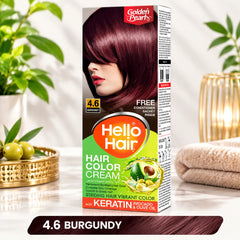 Burgundy hair color cream box, shade 4.6, with olive-oil graphic