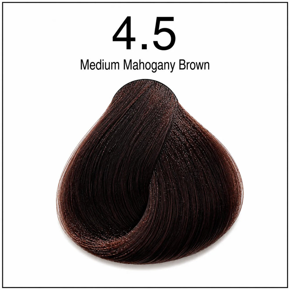 Hair color shade swatch 4.5 Medium Mahogany Brown