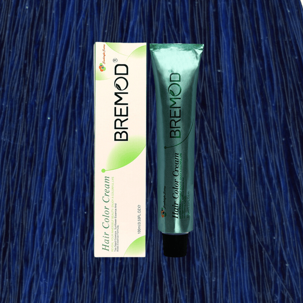 Hair color cream set in Blue: BREMOD box and tube