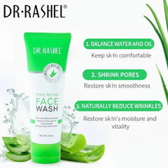 DR.RASHEL pore refine face wash with aloe vera, green 100g tube