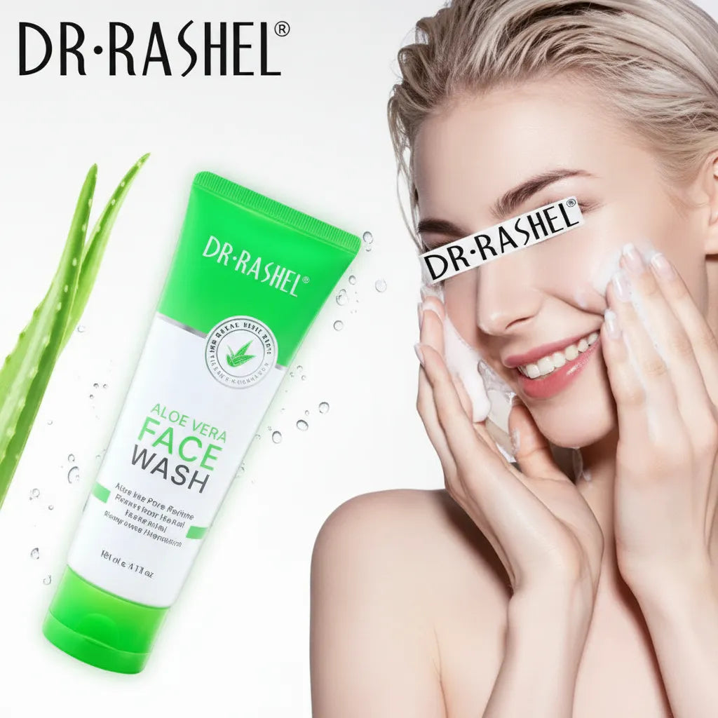 DR.RASHEL aloe vera pore refine face wash tube, green squeeze gel, 100g