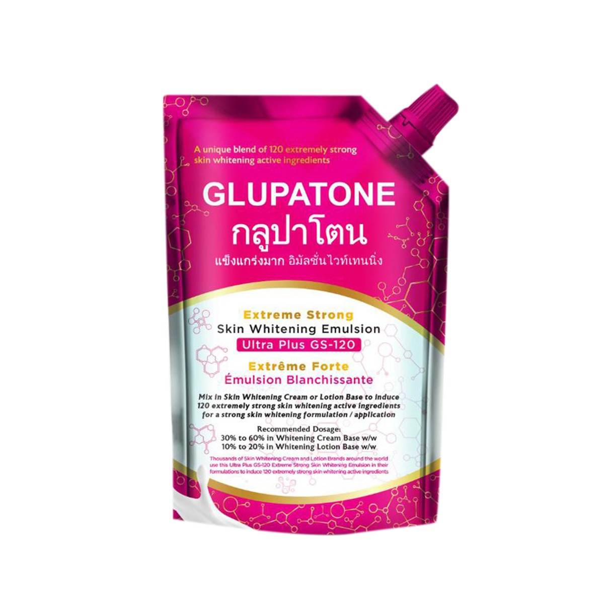 Glupatone Extreme Strong Whitening Emulsion Ultra Plus Gs-120 For Face And Body- 500ml - YehChez.pk