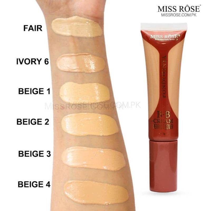 BB cream shade chart showing Beige 2 on skin and matching tube