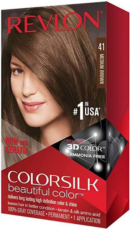 Revlon ColorSilk hair color box, shade 41, ammonia-free