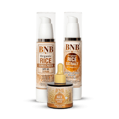 BNB Radiant rice trio ( RICE SUNSCREEN SPF + RICE SERUM + RICE CREAM) - YehChez.pk