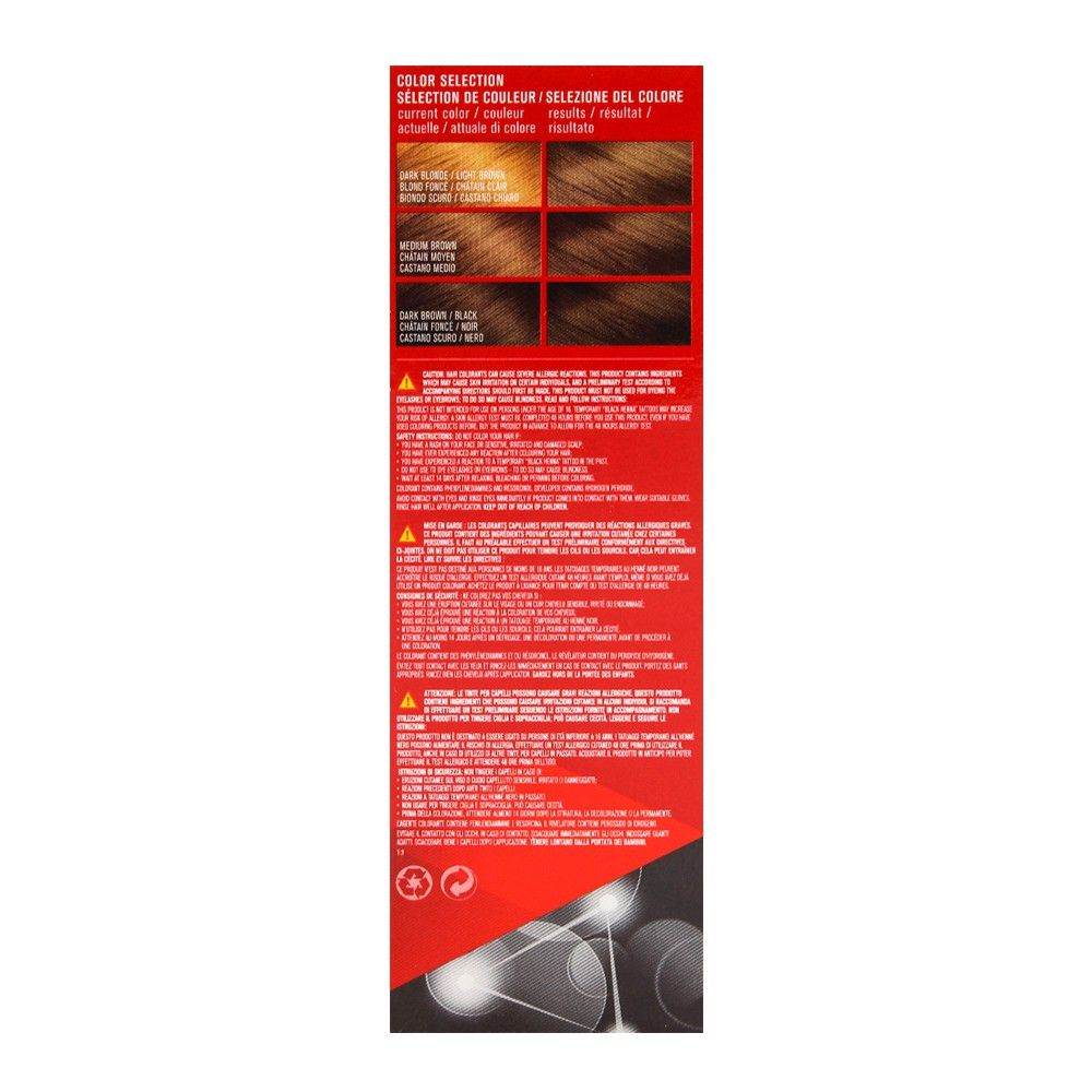Revlon ColorSilk hair color box back panel with color selection chart and directions