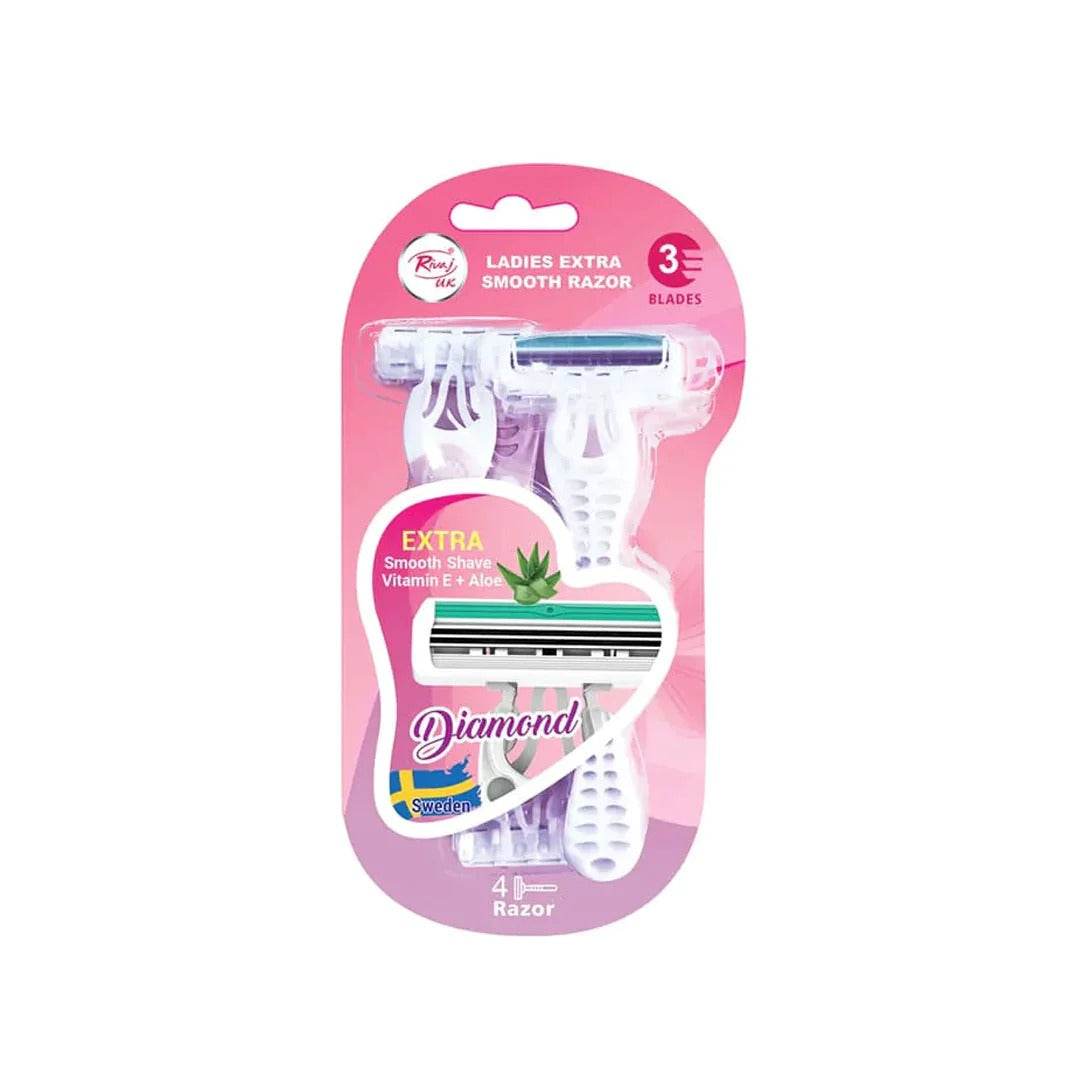 Rivaj Ladies Extra Smooth Diamond Razor (Pack of 4) - YehChez.pk